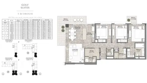 Golf Suites Apartments: Floor plan 3 Bedroom UNIT-PO5-105-05-08-1105-1106-05-06-ALL-LEVELS