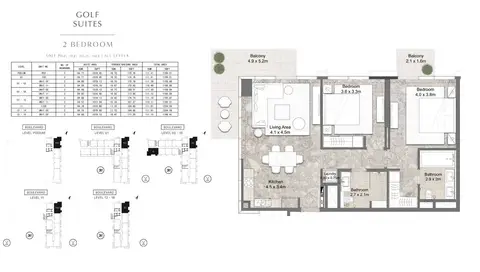 Golf Suites Apartments: Floor plan 2 Bedroom Unit-P-02-102-02-11-110-2-All-Levels