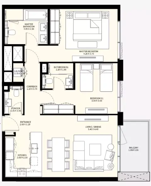 Naya Phase 3: Floor plan Type 4, 1,139 sq ft