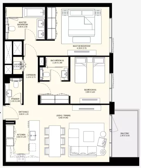 Naya Phase 3: Floor plan Type 7, 1,138 sq ft