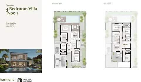 Harmony Villas: 4 Bedroom Villa, Type 1, Size 3736.00 sq ft, 3,736 sq ft 户型图
