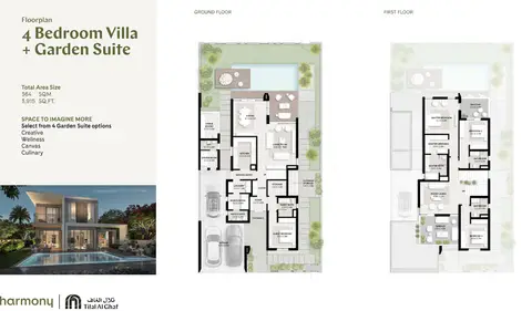 Harmony Villas: 4 Bedroom Villa, Garden Suite, Size 3915.00 sq ft, 3,915 sq ft 户型图