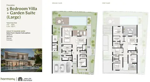 Harmony Villas: 5 Bedroom, Garden Suite - Large Size 5154.00 sq ft, 5,154 sq ft 户型图