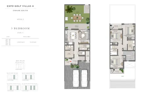 Greenview Villas: Планировка 3 Bedroom Type A, Size 1992 Sq Ft, 1,992 sq ft