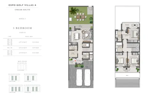 Greenview Villas: Планировка 3 Bedroom Type B, Size 2078 Sq Ft, 2,078 sq ft