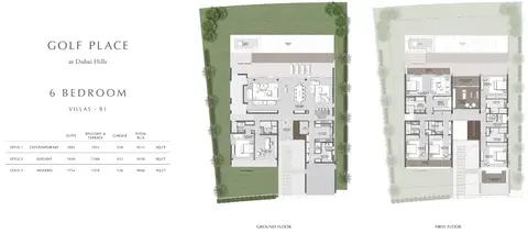 Golf Place Villas: 6-bedroom-Villa-B1, 9,668 sq ft 户型图