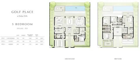 Golf Place Villas: 5-bedroom-Villa-D3, 7,405 sq ft 户型图