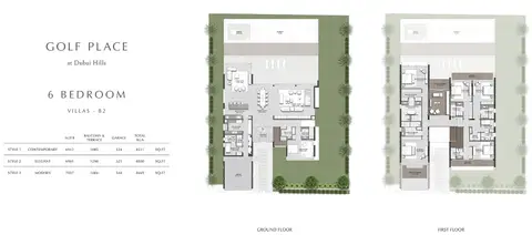 Golf Place Villas: 6-bedroom-Villa-B2, 8,800 sq ft 户型图