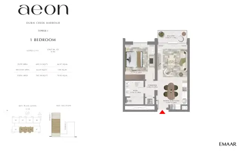 Aeon: Floor plan T1 _  Type A, 763 sq ft