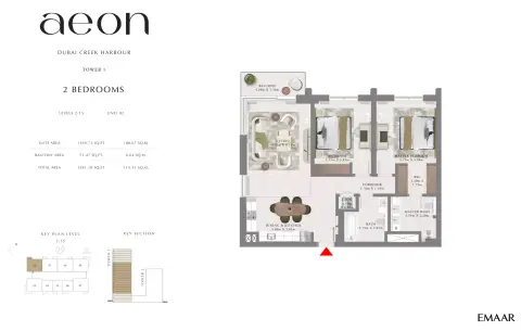 Aeon: Floor plan T1 _ Type B, 1,241 sq ft