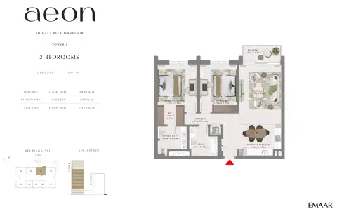Aeon: Floor plan T1 _ Type C, 1,235 sq ft