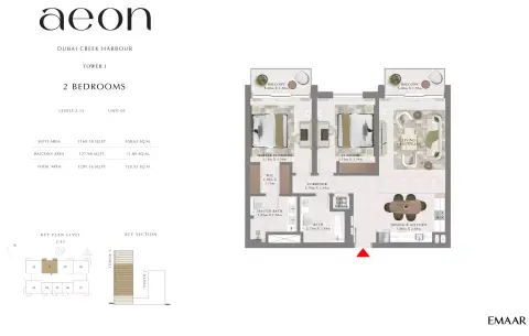 Aeon: Floor plan T1 _ Type D, 1,297 sq ft