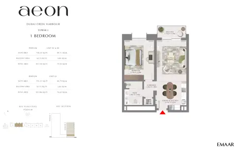 Aeon: Floor plan T2 _ Type A, 813 sq ft