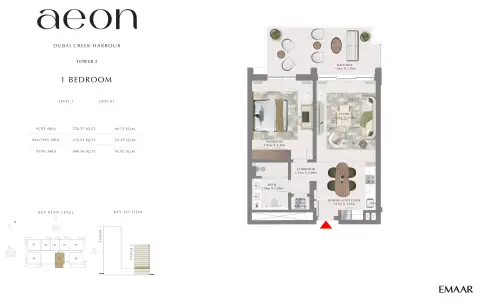 Aeon: Floor plan T2 _ Type B, 990 sq ft