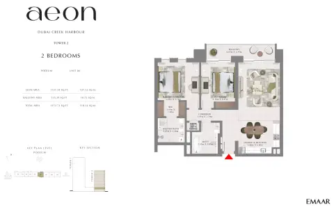 Aeon: Floor plan T2 _ Type C, 1,272 sq ft