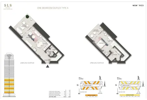 SLS Dubai Residences: Plan 1 Bedroom Duplex Type A Size 1255 sq.ft, 1,255 sq ft