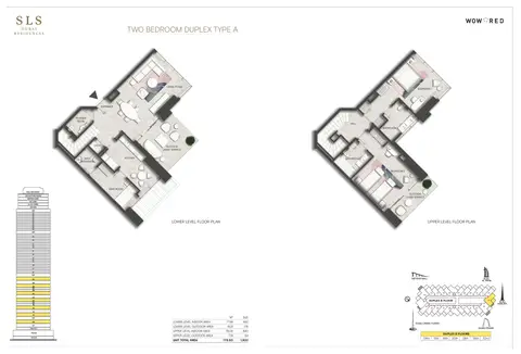 SLS Dubai Residences: Plan 2 Bedroom Duplex Type A Size 1932 sq.ft, 1,932 sq ft