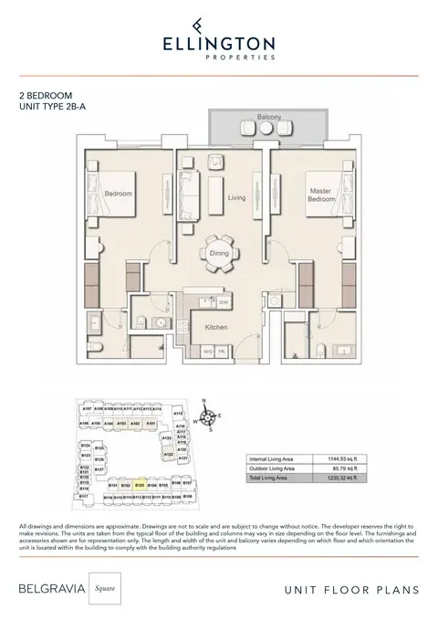 Belgravia Square: Floor plan TYPE 2B-A, 1,230 sq ft