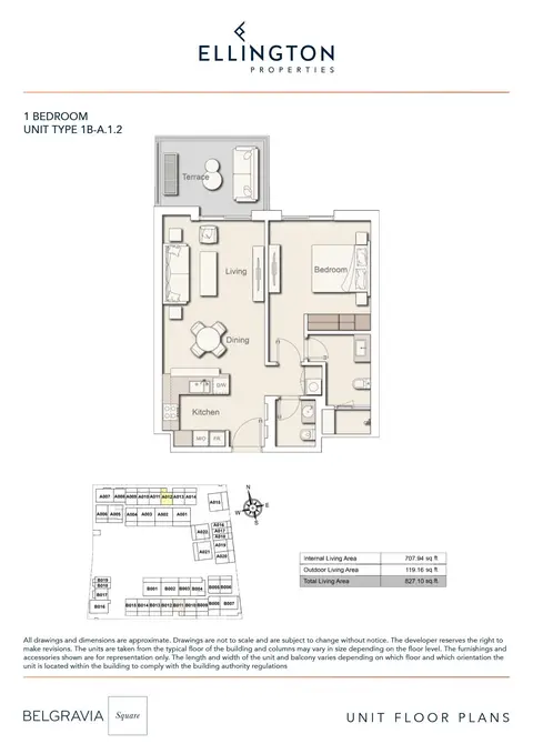 Belgravia Square: Floor plan TYPE 1B-A.1.2, 827 sq ft