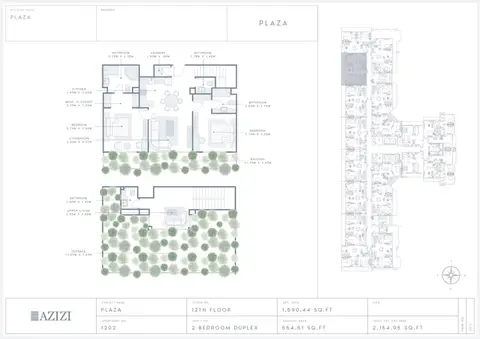 Azizi Plaza: Floor plan Unit 1202, 2,155 sq ft