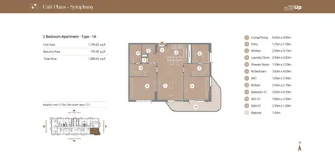 Takaya Symphony at Motor City: Floor plan Type 1A, 1,387 sq ft