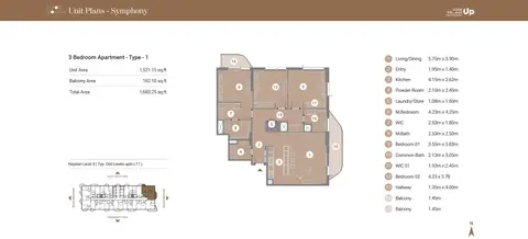 Takaya Symphony at Motor City: Floor plan Type 01, 1,683 sq ft