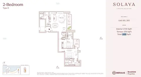 Solaya 4 and 6: Type D, 1,988 sq ft 户型图