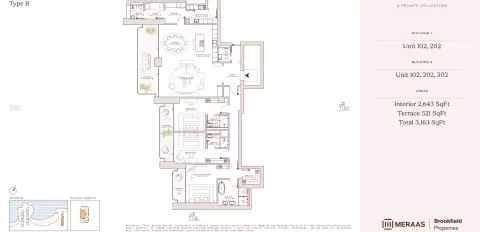 Solaya 4 and 6: Type C, 3,163 sq ft 户型图