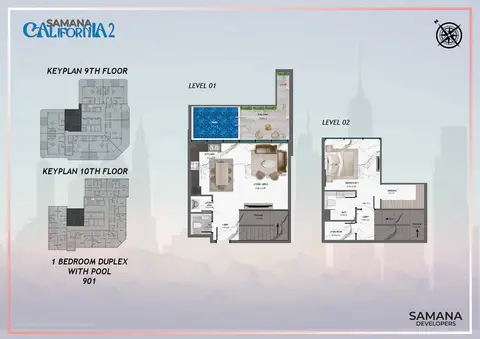 سمانا كاليفورنيا 2: مخطط الطابق 1 Bedroom, 901