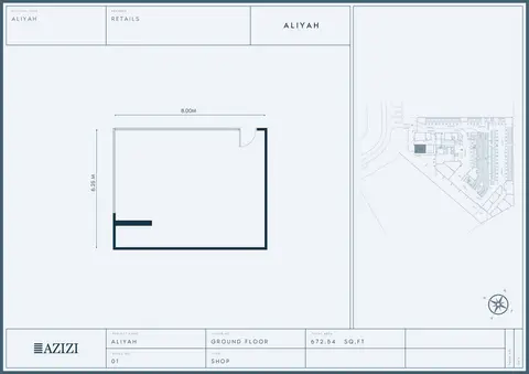 Aliyah Serviced Apartments: Floor plan Retail no 01 (Shop), 673 sq ft