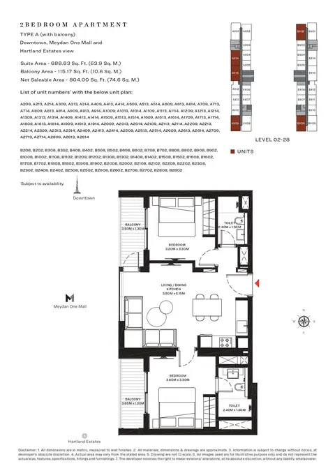 Sobha Creek Vistas: Floor plan TYPE A, 804 sq ft