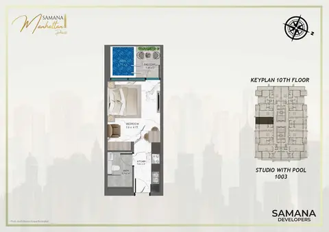 Samana Manhattan 2: Floor plan Unit 1003, Private Pool