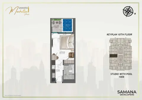 Samana Manhattan 2: Floor plan Unit 1004, Private Pool