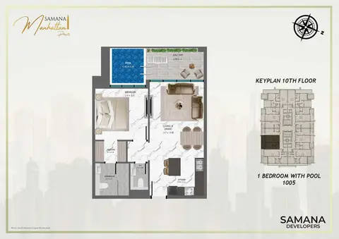 Samana Manhattan 2: Floor plan Unit 1005, Private Pool