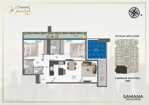 Samana Manhattan 2: Floor plan Unit 1006, Private Pool
