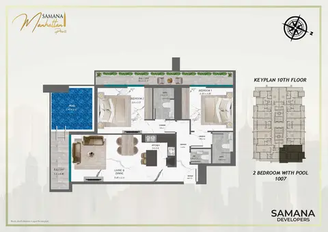 Samana Manhattan 2: Floor plan Unit 1007, Private Pool