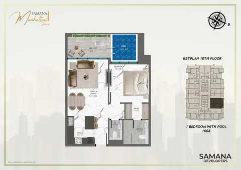 Samana Manhattan 2: Floor plan Unit 1008, Private Pool