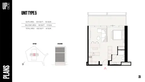 أبسايد الخليج التجاري: مخطط الطابق Type 5, 652 sq ft