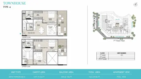 ريف 1000 في دي إل آر سي: مخطط الطابق TYPE 4 (UNIT 102), 1,622 sq ft