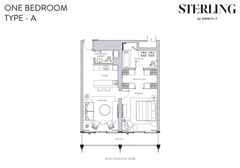Sterling Tower: Floor plan 1BR-Type-A