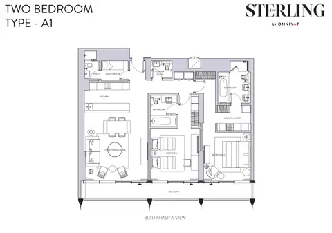 Sterling Tower: Floor plan 2BR-Type-A1