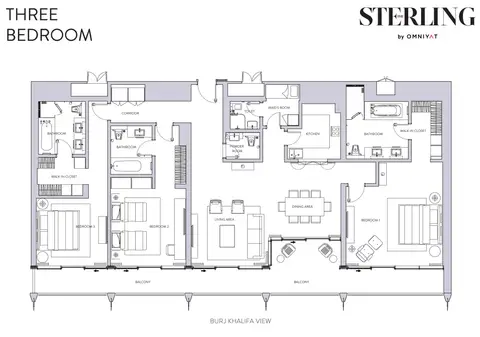 Sterling Tower: Floor plan 3BR