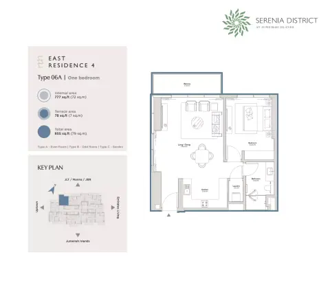 East Residence 4 At Serenia District: Floor plan Type 06A, 855 sq ft