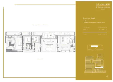 Dorchester Collection: फ़्लोर प्लान Residence-902,9th-Floor,2-Bedrooms,Size-4011-sq.ft, 4,011 sq ft