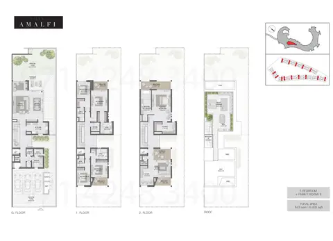 Amalfi Villas: फ़्लोर प्लान 5 Bedroom Villas, Sizes from 6,928 sq.ft, 6,928 sq ft