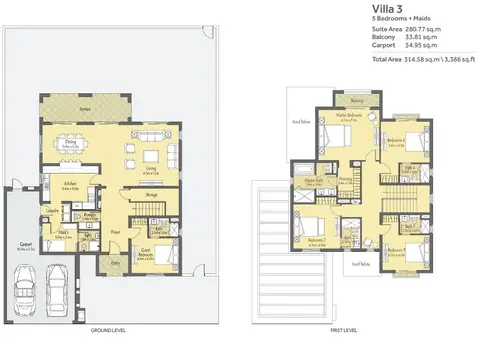 La Quinta at Villanova: 5 Bedroom unit + Maids Room, 3,386 sq ft 户型图