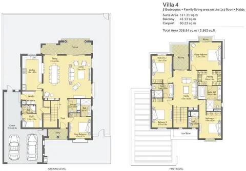 La Quinta at Villanova: 5 Bedroom unit + Maids Room, 3,863 sq ft 户型图