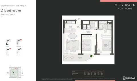 سيتي ووك نورثلاين: مخطط الطابق Type A, 1,158 sq ft