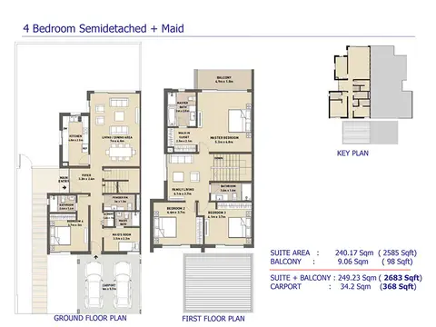 Arabella 3 At Mudon: Floor plan 4-Bedroom-Semi-Detached-Maid, 2,683 sq ft