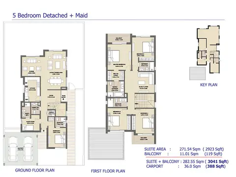 Arabella 3 At Mudon: Floor plan 5-Bedroom-Detached-Villa-Maid, 3,041 sq ft
